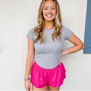 NWT TCEC PINK ATHLETIC RUFFLE SHORTS - SMALL